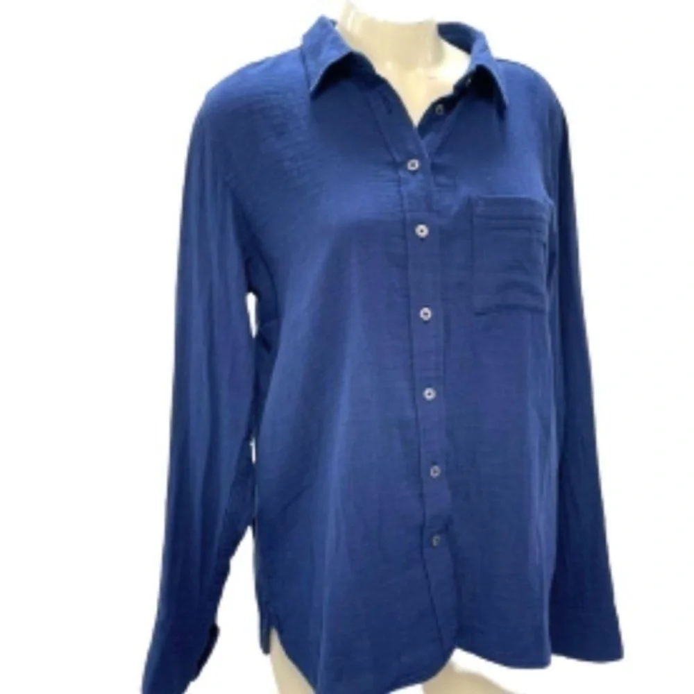 J. Crew blue long sleeve flannel button down shirt NWT size M